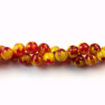 Glass Millefiori Bead - Round 06MM YELLOW RED (33)