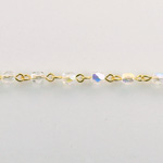 Linked Bead Chain Rosary Style with Glass Fire Polish Bead - Round 4MM CRYSTAL AB-GOLD