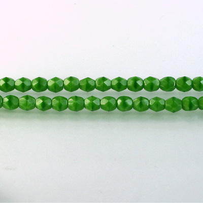 Czech Glass Fire Polish Bead - Round 04MM MOONSTONE GREEN