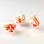 Plastic Casino Style Bead - Spades 12MM ORANGE on WHITE