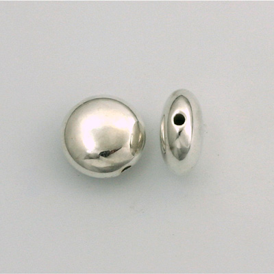 Metalized Plastic Smooth Bead - Round Lentil 12MM SILVER