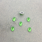 Plastic Flat Back Foiled Cabochon - Oval 06x4MM MATTE PERIDOT