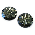 German Glass STAR Facet Top Foiled Cabochon - 15MM BLACK DIAMOND