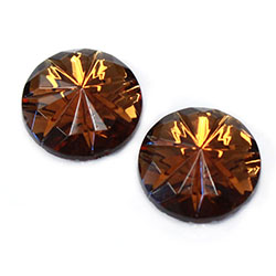 German Glass STAR Facet Top Foiled Cabochon - 15MM SMOKE TOPAZ