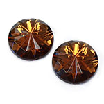 German Glass STAR Facet Top Foiled Cabochon - 15MM SMOKE TOPAZ