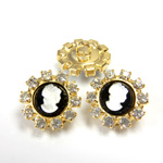 Czech Rhinestone Button - Round 18MM CRYSTAL-GOLD