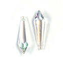 German Plastic Pendant - Faceted Drop 25x9MM CRYSTAL AB