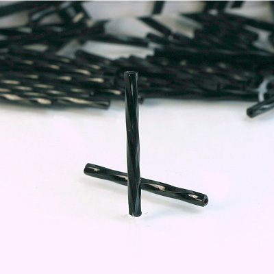 Czech Glass Bugle Bead Twisted 25MM JET 23980