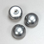 Glass High Dome Cabochon Pearl Dipped - Round 18MM LT GREY