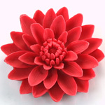 Plastic Carved No-Hole Flower - Water Lily 50MM MATTE RED