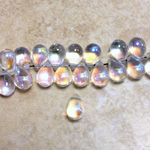 Czech Pressed Glass Pendant - Smooth Drop 9x6MM CRYSTAL AB