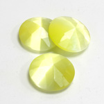 Fiber-Optic Flat Back Cabochon - Rauten Rose Round 18MM CAT'S EYE YELLOW