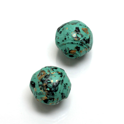 Plastic Engraved Bead - Fancy Round 15MM SPANISH PATINA