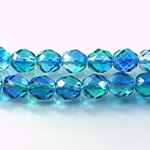 Czech Glass Fire Polish Bead - Round 08MM BLUE-GREEN 48665