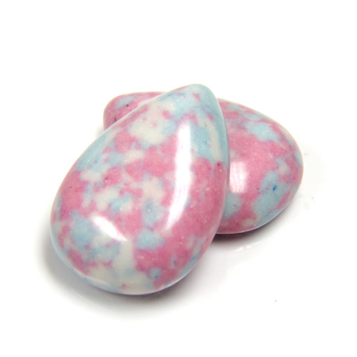 Synthetic Cabochon - Pear 25x18MM MULTI COLOR Matrix SX01 PINK-BLUE-WHITE