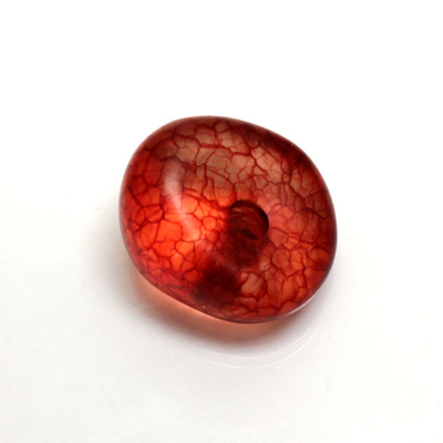 Plastic Bead - Bronze Lined Veggie Color Smooth Abstract 25x22MM MATTE RED