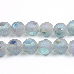 Glass 3 Cut Window Bead 08MM HELIO GREEN with FROST FINISH