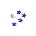 Glass Flat Back Faceted Star Shape - 06MM BERMUDA BLUE Foiled