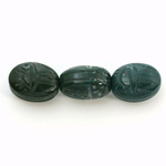 Gemstone Scarab Bead with Large Hole - Oval 16x12MM BLOODSTONE