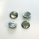 Plastic Flat Back 2-Hole Foiled Sew-On Stone - Round 12MM BLACK DIAMOND