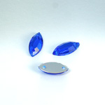 Plastic Flat Back 2-Hole Foiled Sew-On Stone - Navette 15x7MM SAPPHIRE