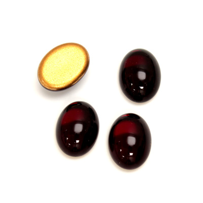 Glass Medium Dome Foiled Cabochon - Oval 14x10MM GARNET