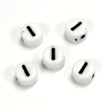 Czech Pressed Glass Engraved Bead - Alphabet 6MM BLACK ON WHITE
