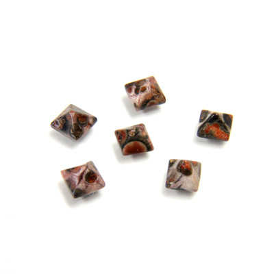 Gemstone Cabochon - Square Pyramid Top 04x4MM LEOPARD SKIN AGATE