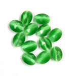 Fiber-Optic Flat Back Cabochon - Rauten Rose Oval 08x6MM CAT'S EYE GREEN