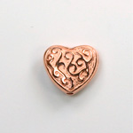 Metalized Plastic Engraved Bead - Heart 16x14MM COPPER