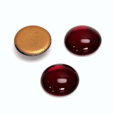 Glass Medium Dome Foiled Cabochon - Round 15MM GARNET