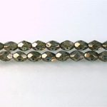 Czech Glass Fire Polish Bead - Oval 07x5MM LUMI COATED TAUPE