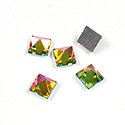 Glass Flat Back Faceted Pyramid Top Square - 06x6MM VITRAIL MEDIUM Foiled