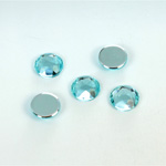 Plastic Flat Back Foiled Rose Cut Rhinestone - Round 09MM LT AQUA