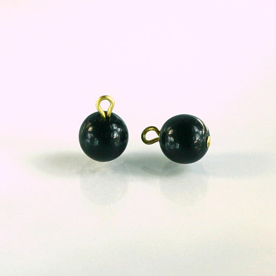 Pressed Glass Bead with 1 Brass Loop - Round 10MM JET