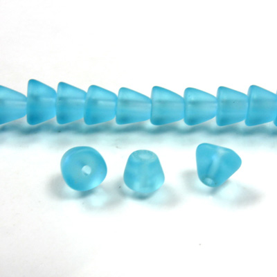 Glass Pressed Bead - Smooth Cone 06x7MM MATTE AQUA