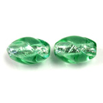 Czech Glass Lampwork Bead - Oval Twist 18x11MM PERIDOT SILVER LINE 5070