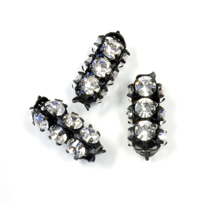 Preciosa Rhinestone Rondelle Crystal Tubes 16x7MM CRYSTAL/BLACK