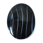 Czech Glass Low Dome Lampwork Cabochon - Oval 30x22MM STRIPED BLACK AGATE (03583)
