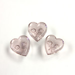 German Glass Flat Back Reverse Carved Intaglio Back 2 Rose Heart 12x11MM LIGHT AMETHYST