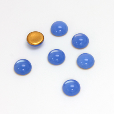 Glass Medium Dome Foiled Cabochon - Round 07MM OPAL BLUE