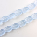 Czech Pressed Glass Bead - Flat Oval 12x9MM MATTE LT SAPPHIRE