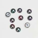 Glass Medium Dome Pearl Dipped Cabochon - Round 07MM BLACK TAHITI