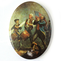 German Plastic Porcelain Decal Painting - America 250 THE SPIRIT OF '76 Oval 59x43MM WHITE