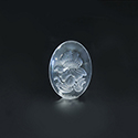 German Plastic Flat Back Reverse Intaglio Back- Orchid- Oval 18x13MM MATT CRYSTAL on CRYSTAL