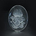 German Plastic Flat Back Reverse Intaglio Back- Orchid- Oval 40x30MM MATT CRYSTAL on CRYSTAL