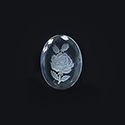 German Plastic Flat Back Reverse Intaglio Back- Rose- Oval 18x13MM MATT CRYSTAL on CRYSTAL