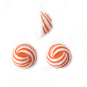 German Plastic Mosaic Engraved Flat Back Cabochons - Round 08MM ORANGE on WHITE