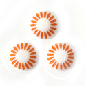 German Plastic Mosaic Engraved Flat Back Cabochons - Round 08MM ORANGE on WHITE