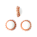 German Plastic Mosaic Engraved Flat Back Cabochons - Round 08MM ORANGE on WHITE